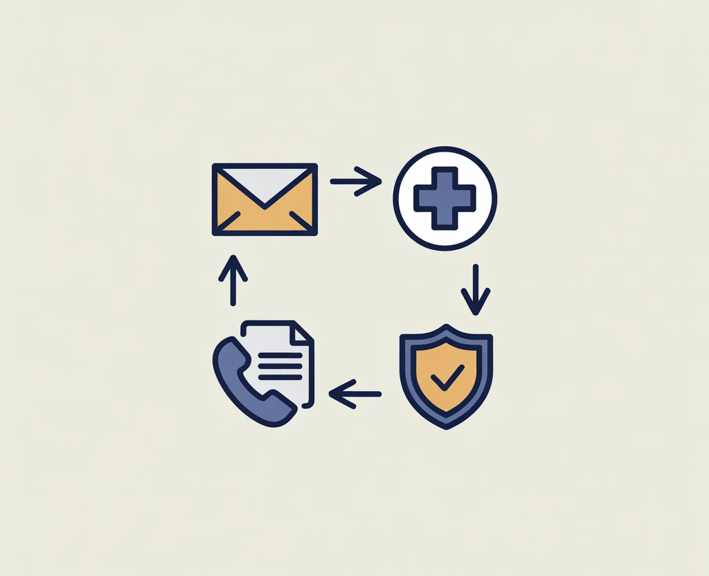 Editorial explainer graphic showing the medical-debt collection timeline from provider billing to validation rights